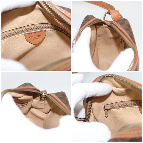 CELINE Macadam Canvas Shoulder Bag PVC Brown Gold - Picture 15 of 16